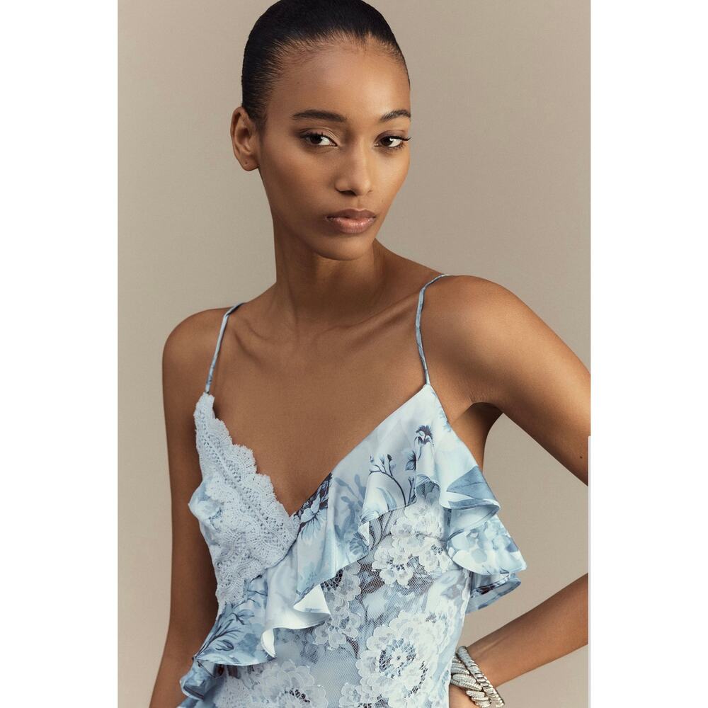 BHLDN Elora Sleeveless V-Neck Ruffle Lace Maxi Dress US 12 - Picture 3 of 10